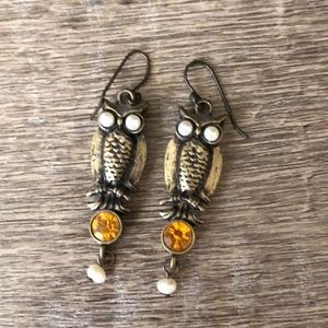 NWOT Anthropologie Owl Earrings Vintage Rare $138